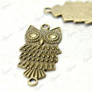 15pcs Antique Bronze Owl Animal Links Cpnnector Fit Necklace 38x19mm 