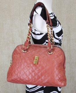 Marc Jacobs Karlie Quilted Lambskin Leather Dome Satchel Purse $1295 
