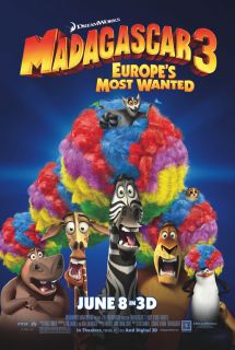MADAGASCAR 3 EUROPES MOST WANTED MOVIE POSTER 2 Sided ORIGINAL Version 