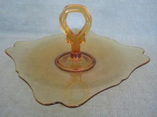 B5 Amber Depression Glass Handled Cookie Tray