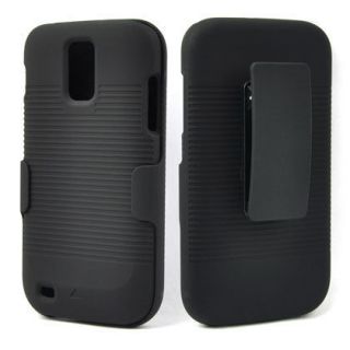 BLACK RIBBED CASE & BELT CLIP HOLSTER W/STAND T MOBILE SAMSUNG GALAXY 