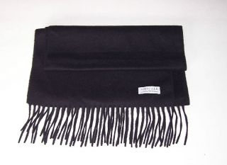 Amicale Black Pure Cashmere Fringed Scarf