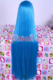 100cm Long Blue Straight Anime Cosplay Hair Wig ML159