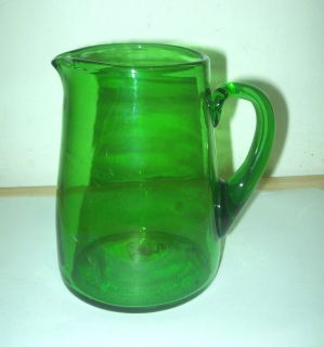 Vintage  Emerald Green Glass Blenko Pitcher