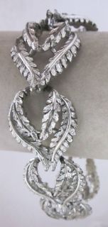 Vintage Silvertone Leaf Link Bracelet Coro