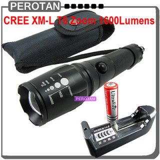 1600 Lm Zoomable CREE XM L T6 LED AAA 18650 Flashlight Torch Zoom Lamp 