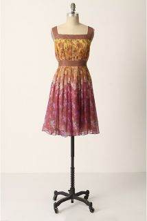 Anna Sui for Anthropologie silk Cascading Foilage dress L 12