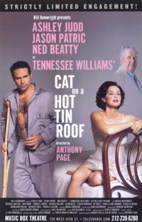 RARE Broadway Poster Cat on A Hot Tin Roof Ashley Judd Jason Patric 