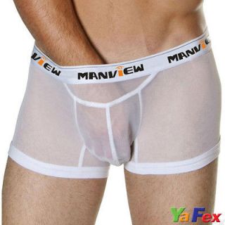   Mens See thru Mesh Pouch Underwear Boxers Briefs Trunks IN White M