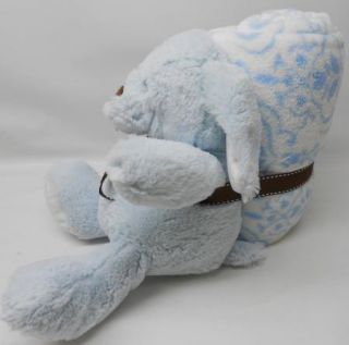 NEW Blankets & Beyond PLUSH Baby Blanket Stuffed Puppy Dog BLUE