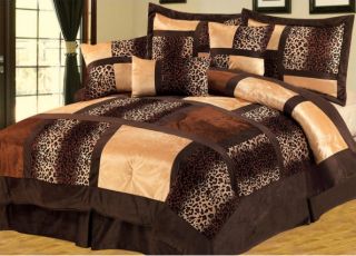   Bag Animal Print Leopard Short Fur Comforter Set Queen King
