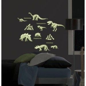 Glow in The Dark Dinosaurs 24 Big Wall Decals Skeleton Bones Room 