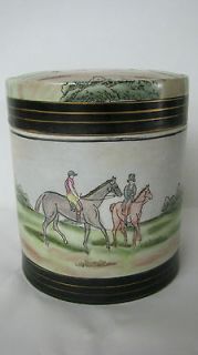 Porcelain China Large/Trinket Box Hand Painted Macau ​Race Horse 6 