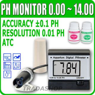 Digital pH Meter Tester Monitor 0.00 14.00 Hydroponics Aquarium ATC