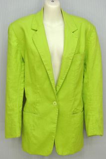 Adolfo International Lime Green Linen/Cotton Blazer Size 6 