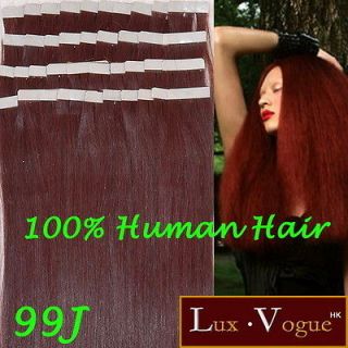   100% Human Hair 3M Tape in Extensions Remy #99J (Deep Wine Burgundy