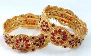 Set of 4 Indian Bollywood style Bangles Polki kadas Bracelets Fashion 