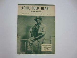 vintage 1951 hank williams sr cold cold heart sheet music