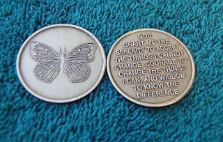 Butterfly with Serenity Prayer ~ Al Anon AA NA Al Ateen New Bronze 