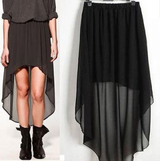 Women Asymmetrical Hem Chiffon Pleated Long Maxi Dress Skirt E361 