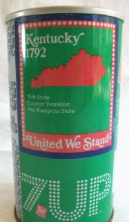 Kentucky 7 Seven Up United We Stand Soda Pop Can #17 15th State 1792 
