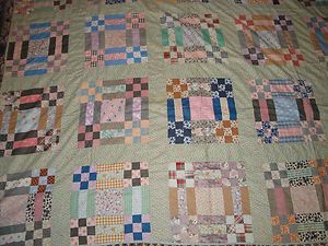 Antique Quilt 9 Patch Pattern Very Colorful Excellent Condition