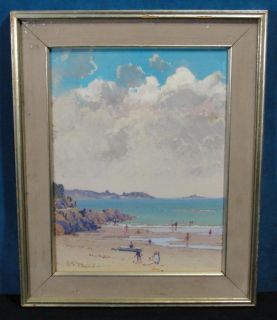 Antique H Anthony Dyer Dinard France Watercolor Painting French Beach 