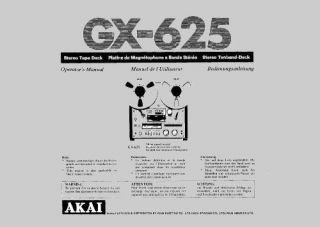 akai gx 625 stereo tape deck operators manual printed time