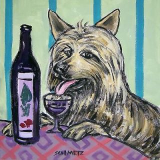 silky terrier wine pop art dog TILE ceramic coaster gift JSCHMETZ 