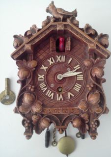 Antique Lux Clock Manufacturing Company Bobbing Bird Miniature Cuckoo 