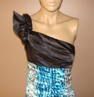 Arden B Turquoise Tiger Prom Cocktail Party Dress 4