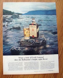 1963 Ballantines Whiskey Ad Loch Lomond Scotland