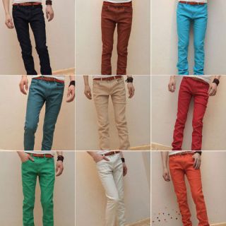 Mens Slim Fit Casual Pants Skinny Stretch Pencil Jeans Trousers 