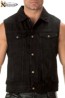 Motorcycle Vest Durable Black Denim perfect for patches 4 outer 