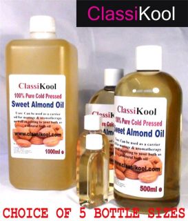SIZES OF 100% PURE NATURAL SWEET ALMOND OIL COLD PRESSED CARRIER 