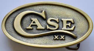   ~Case XX~Oval Embossed Logo/Shield~Br​ass~W.R. Case & Sons Cutlery