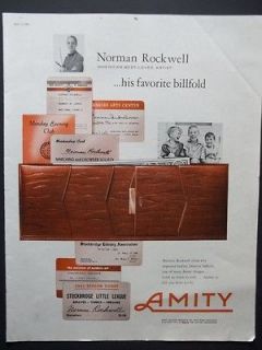   Norman Rockwell Favorite Billfold Wallet Amity Photo Vintage Print Ad