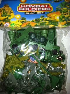 Soldier Army Toy Set 60 Piece Plastic Army Men and Accessories New 