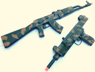Military Soldier Army AK47 UZI Dart Machine Gun Toy Weapons Kids Safe 