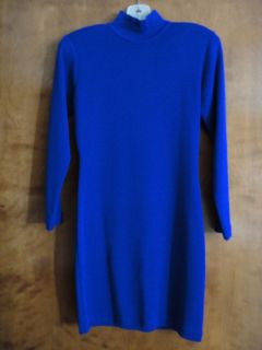 Wool Dress Merino Cobalt Blue Womens Petite Small Long Sleeve 