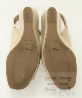 Azzedine ALAIA Natural Canvas Open Toe Slingback Wedge Heels Size 40 