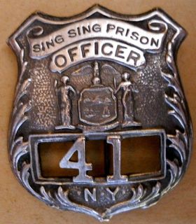 sing sing prison officer n y silver badge repro #