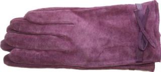 Ladies Purple Suede Gloves with Leather Bow M L GL253