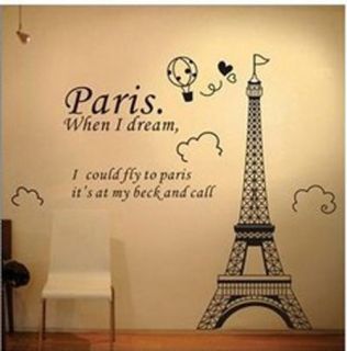 DIY Decorative Wall Paper Art Sticker Paris Eiffel Tower