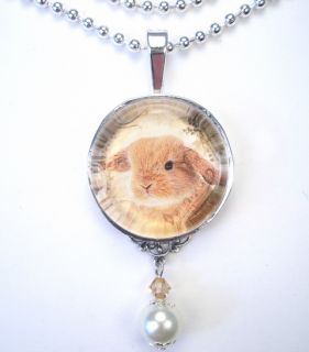 Holland Lop Baby Rabbit Vintage Charm Pendant Necklace