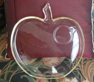 Vintage Clear Glass Apple Shaped Luncheon Snack Plate 8x8 5 with Cup 