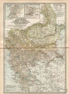 Bulgaria Fine Authentic Antique Map Bosnia Serbia Genuine 115 Years 