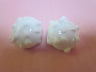Antique Vintage Estate Miriam Haskell Earrings White Art Glass Signed 