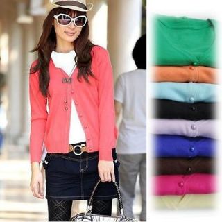 Fashion Womens Ladies V neck Knitted Long Sleeve Cardigan Sweater Tops 