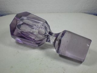 Antique clear LAVENDAR color PANEL cut CUT GLASS bottle perfume 